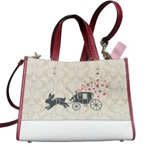 Coach Lunar New Year Dempsey Carryall Rabbit and Carriage Khaki Red